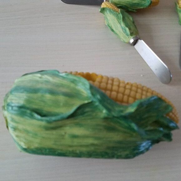 Vintage Corn Cob Butter Knifes and Holder - Picture 7 of 8